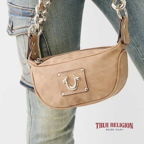 True Religion Handbags - EUC True Religion Tan Bag Mini Shoulder Bag with Adjustable Chain Strap, Camel